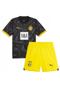Borussia Dortmund Jalkapallovaatteet Lasten Vieraspeliasu 2023-24 Lyhythihainen (+ Lyhyet housut)
